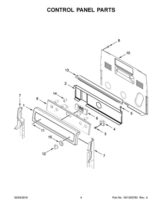 Whirlpool Range, Oven & Cooktop Touchpad Assembly - W10840425