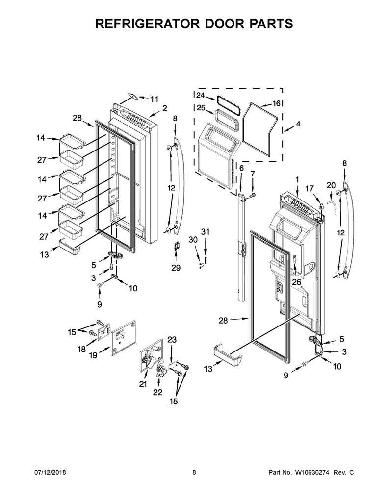 Whirlpool Refrigerator & Freezer Mullion Rail/Heater - W10849525, Replaces: W10564695