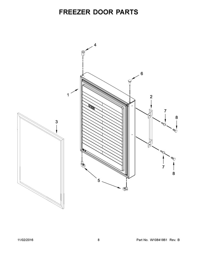 Whirlpool Refrigerator & Freezer Refrigerator Door Panel, Stainless - W10851065