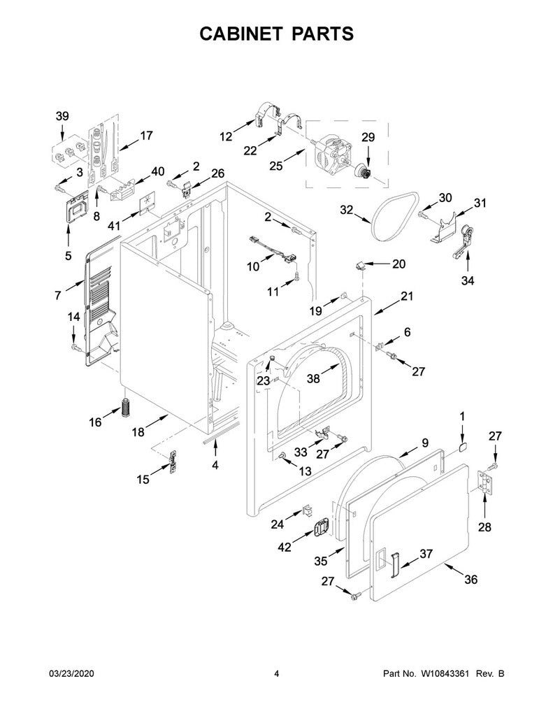 Whirlpool Dryer Door - W10861224, Replaces: W10714510