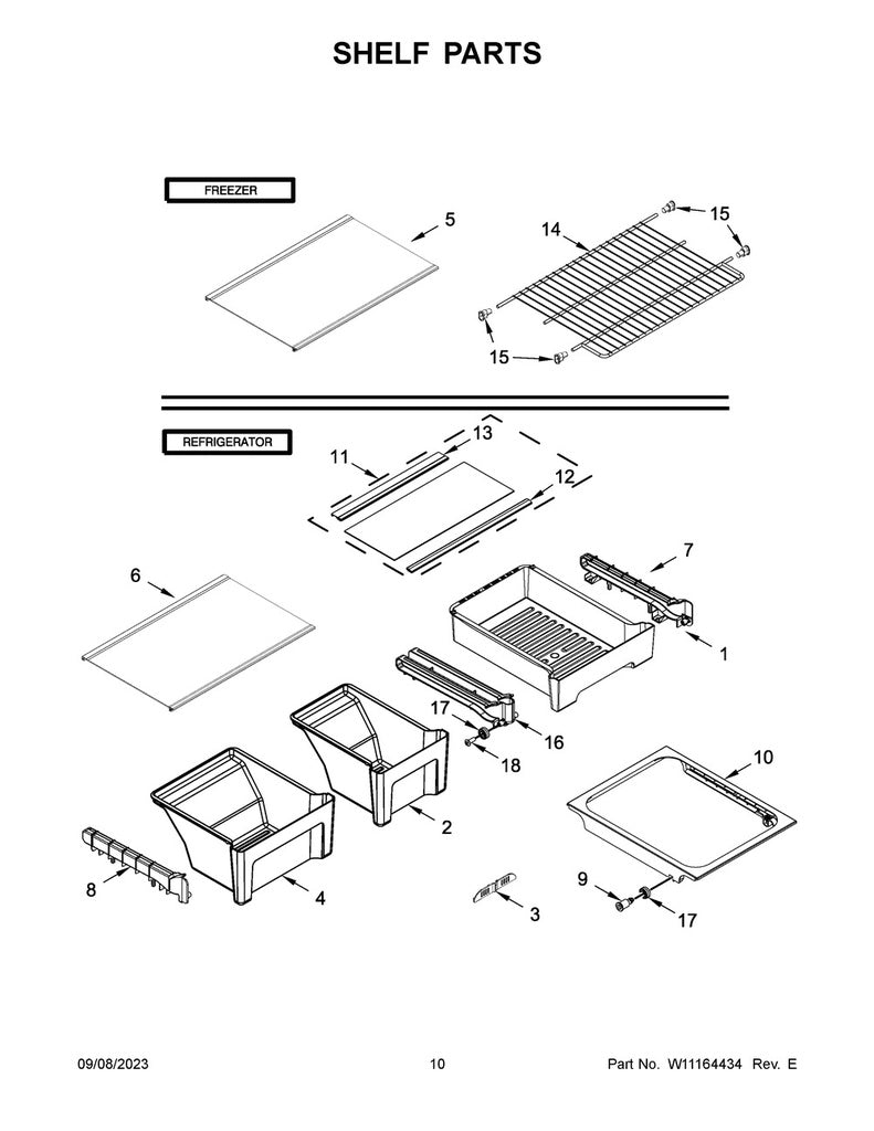 Whirlpool Refrigerator & Freezer Shelf Holder - W10861519, Replaces: W10628698