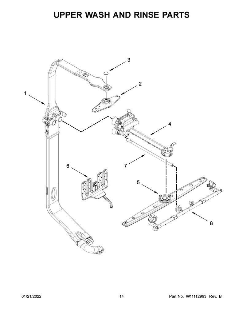 Whirlpool Dishwasher Water Supply Tube - W10861745, Replaces: W10579135