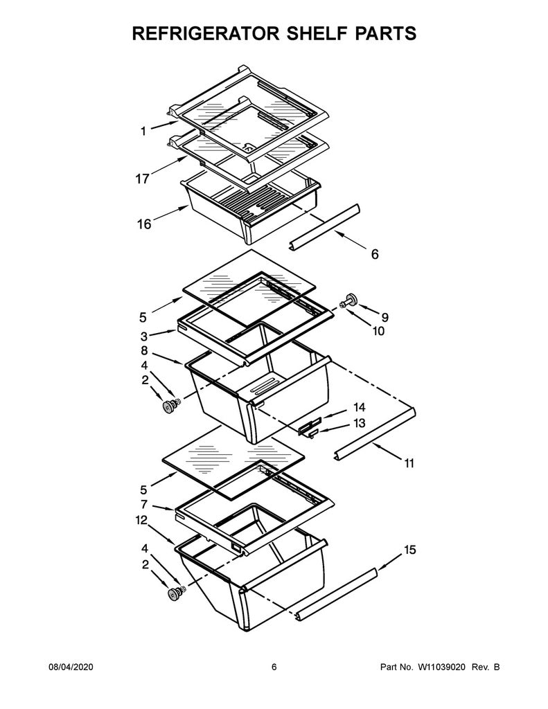 Whirlpool Refrigerator & Freezer Glass Shelf - W10864399, Replaces: 2173405