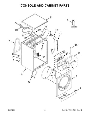 Bouton de lave-linge Whirlpool - W10869886
