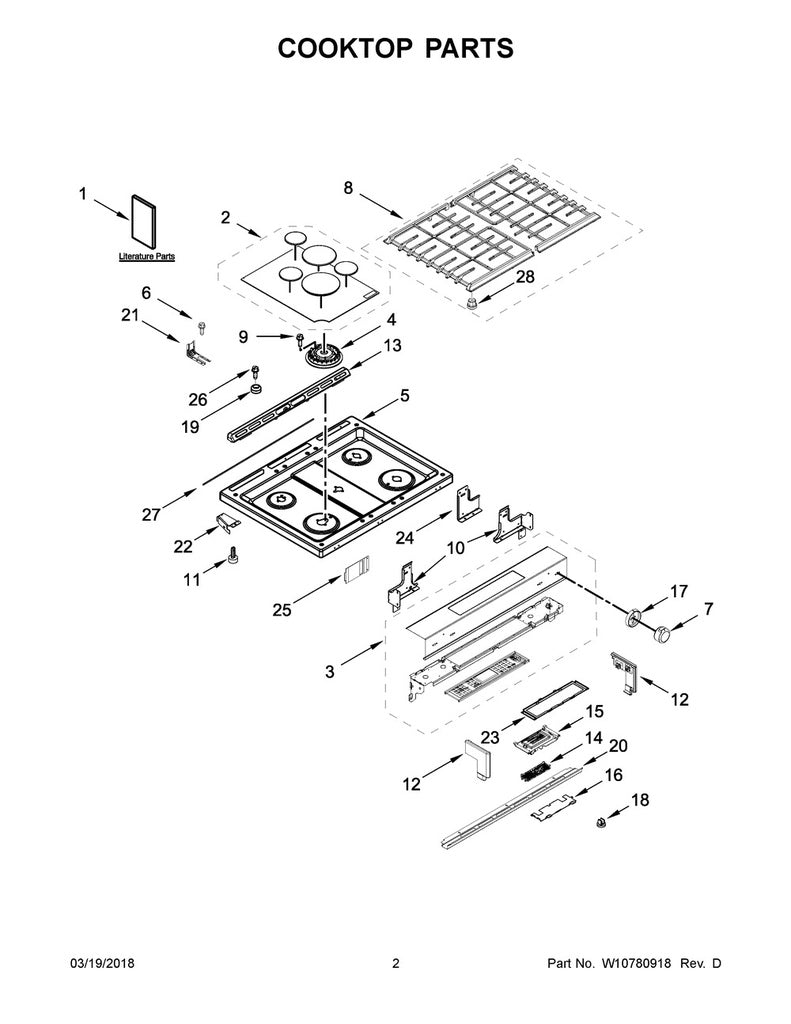 Whirlpool Range, Oven & Cooktop Surface Burner Cap (Set of 5) - W10876582, Replaces: W10479989
