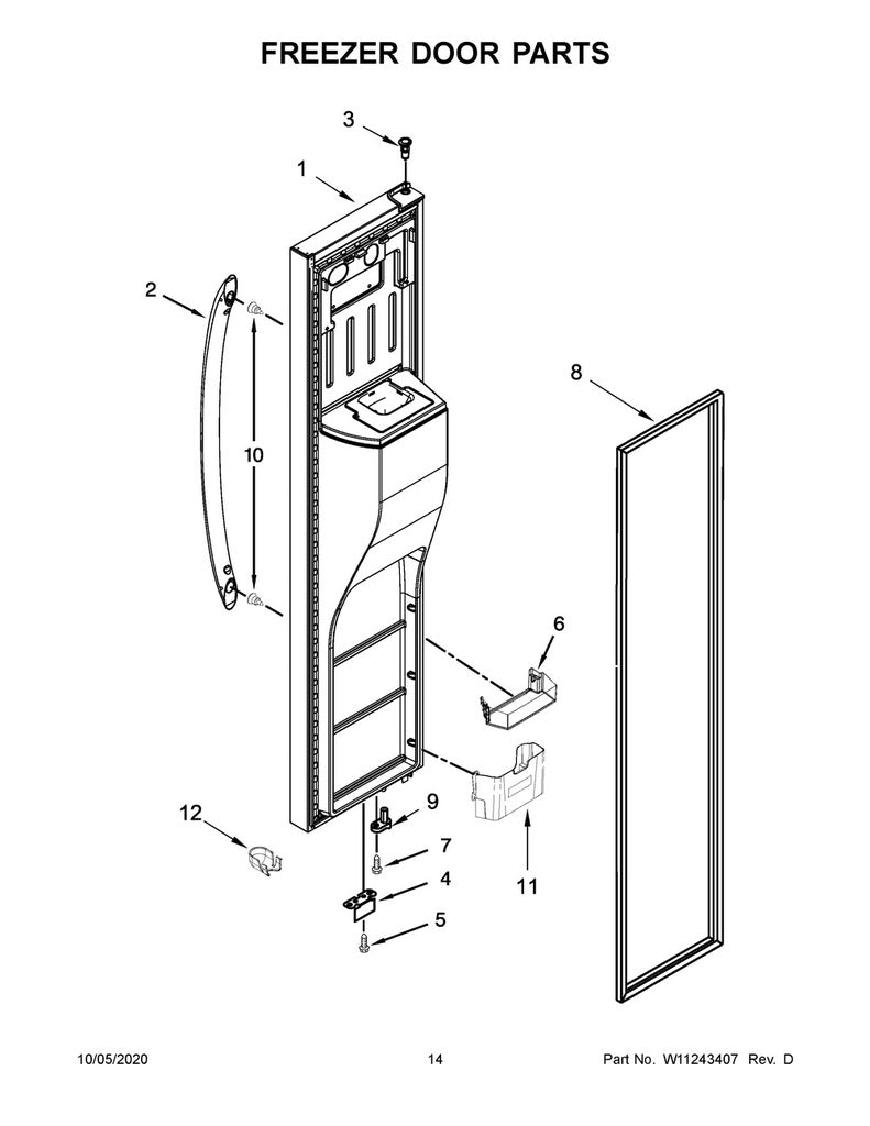 Whirlpool Refrigerator & Freezer Door Handle - W10879677, Replaces: W10838130