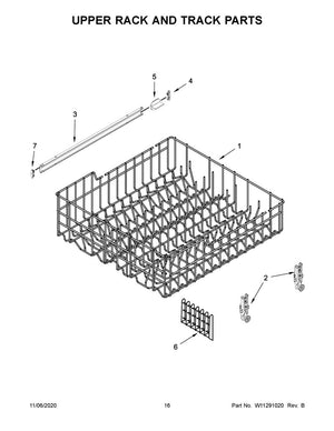 Rouleau pour panier supérieur de lave-vaisselle Whirlpool - W10888592, remplace : 8575281