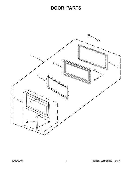 Whirlpool Microwave Door Assembly - W10893437