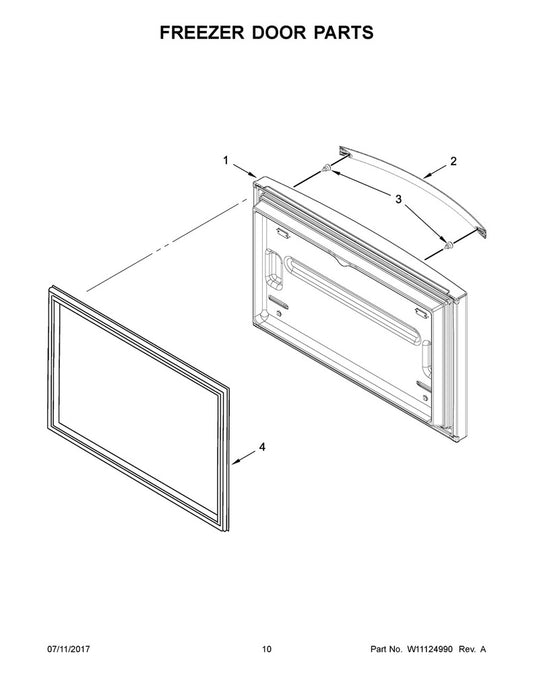 Whirlpool Refrigerator & Freezer Refrigerator Freezer Door, Stainless Steel - W10910835