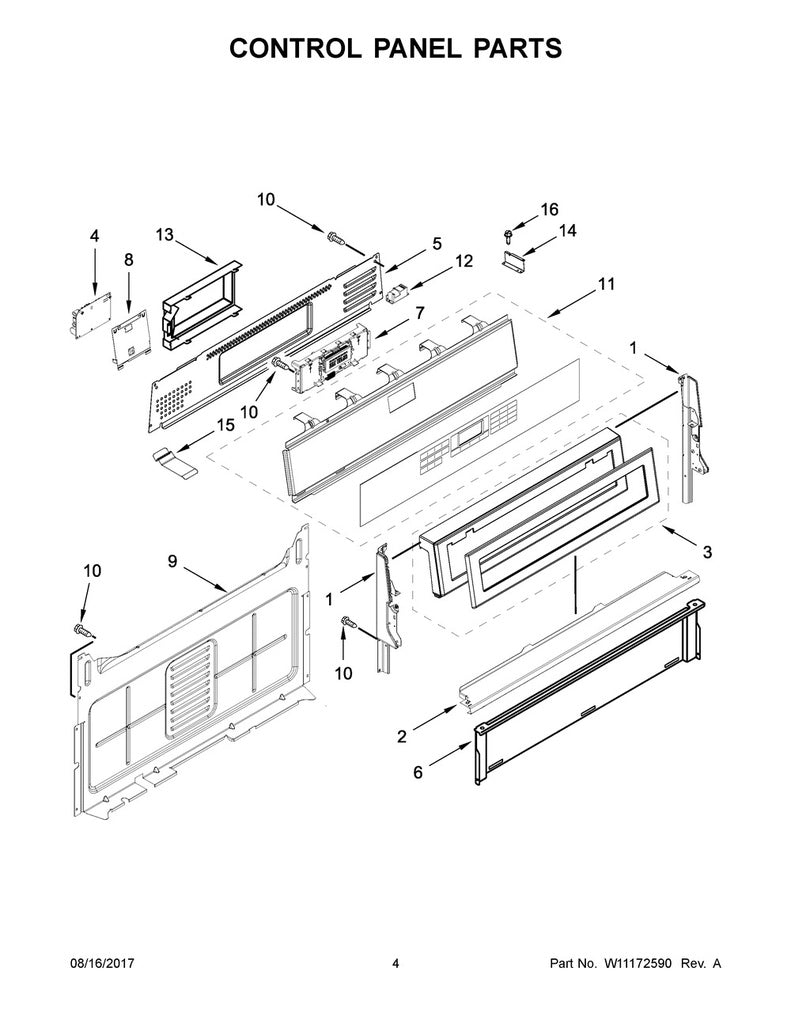 Whirlpool Range, Oven & Cooktop Range Oven Membrane Switch - W11034482