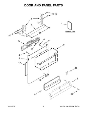 Whirlpool Dishwasher Door Panel, Stainless - W11035626