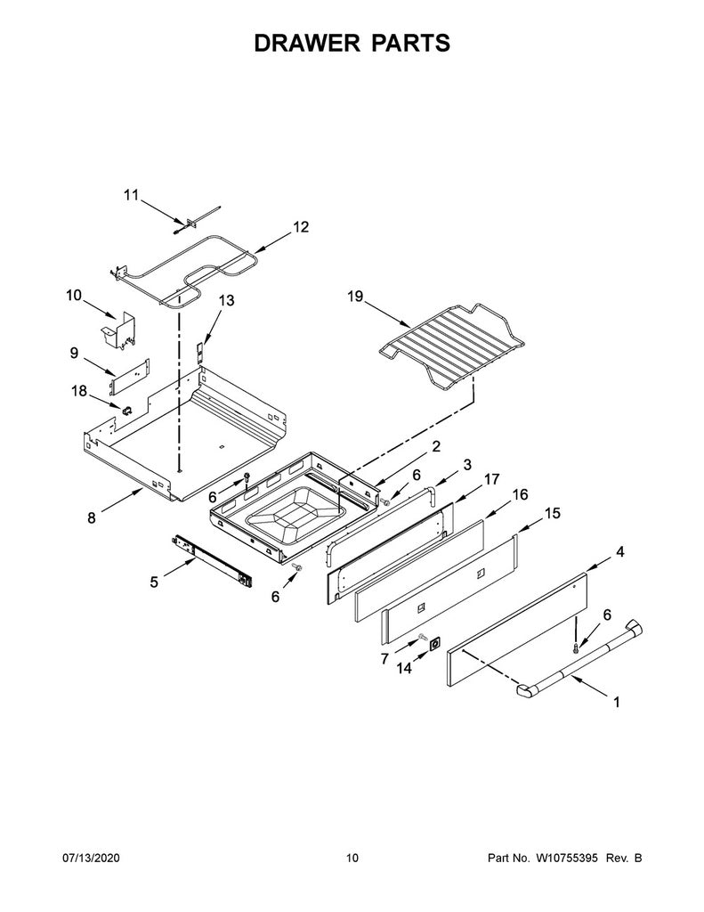 Whirlpool Range, Oven & Cooktop Utility Drawer - W11036176, Replaces: W10634257