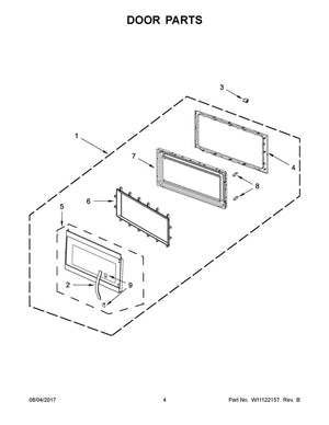 Whirlpool Microwave Door Assembly, Black Stainless - W11037008