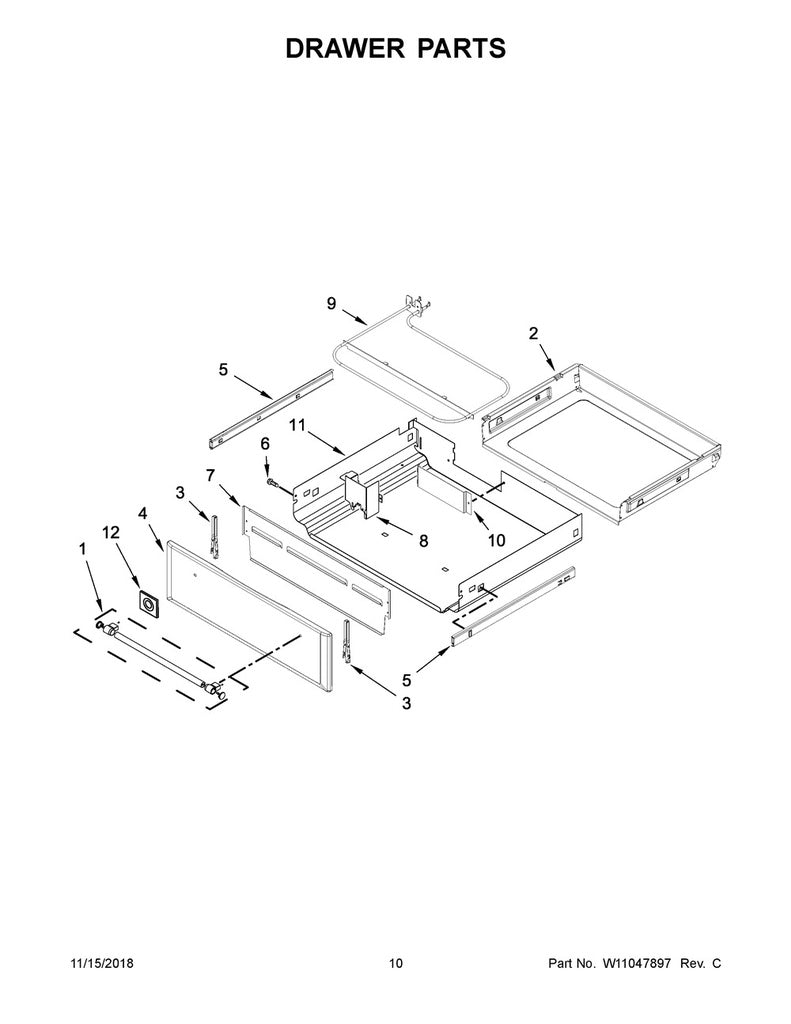 Whirlpool Range, Oven & Cooktop Range Drawer Panel - W11049639