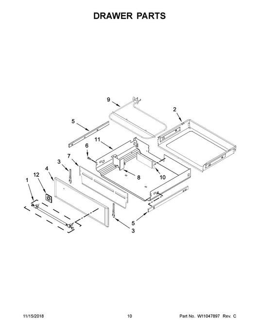 Whirlpool Range, Oven & Cooktop Range Drawer Panel - W11049639