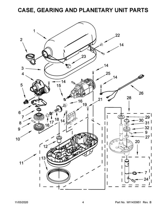 Whirlpool Small Appliance Stand Mixer Worm Follower Gear - W11086780
