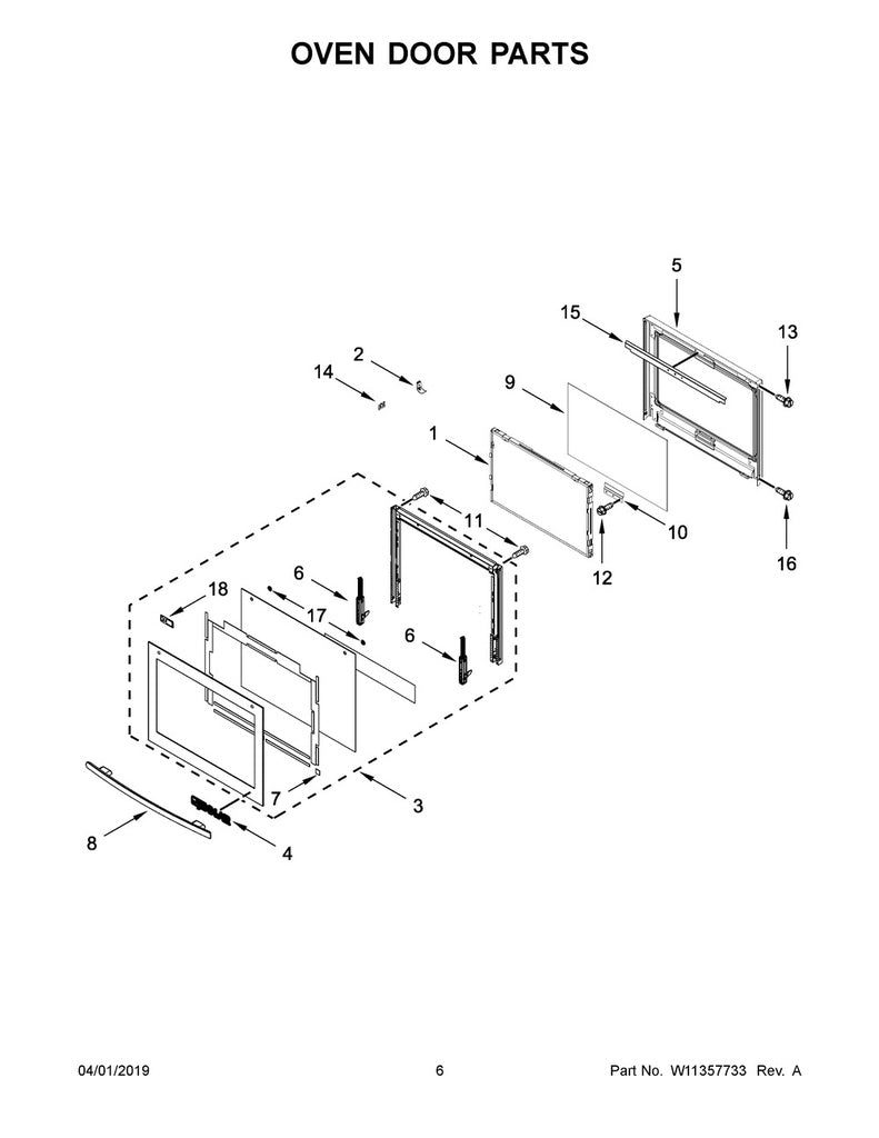 Whirlpool Range, Oven & Cooktop Outer Glass Door (Stainless) - W11110938, Replaces: W10649195