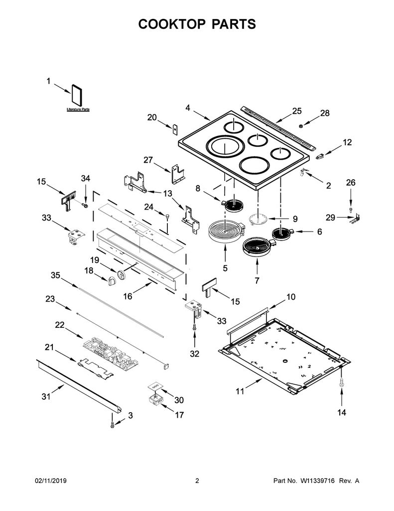 Whirlpool Range, Oven & Cooktop Cooktop - W11112610, Replaces: W10865119