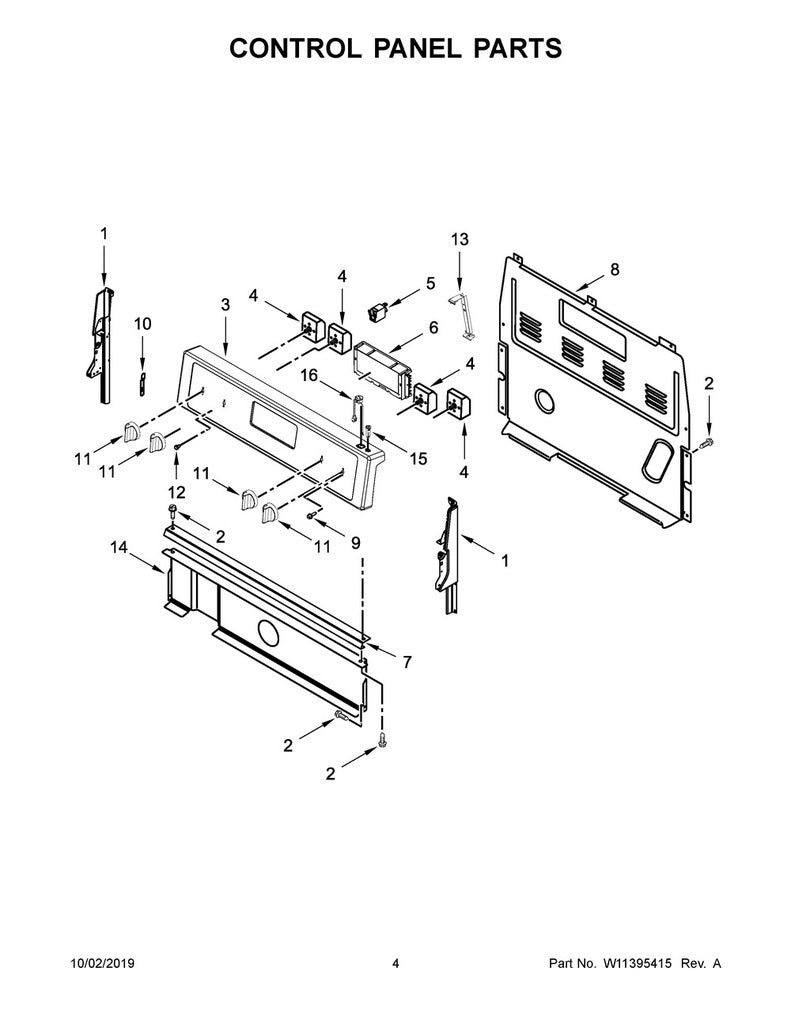 Whirlpool Range, Oven & Cooktop Control Board - W11122536, Replaces: W10424884