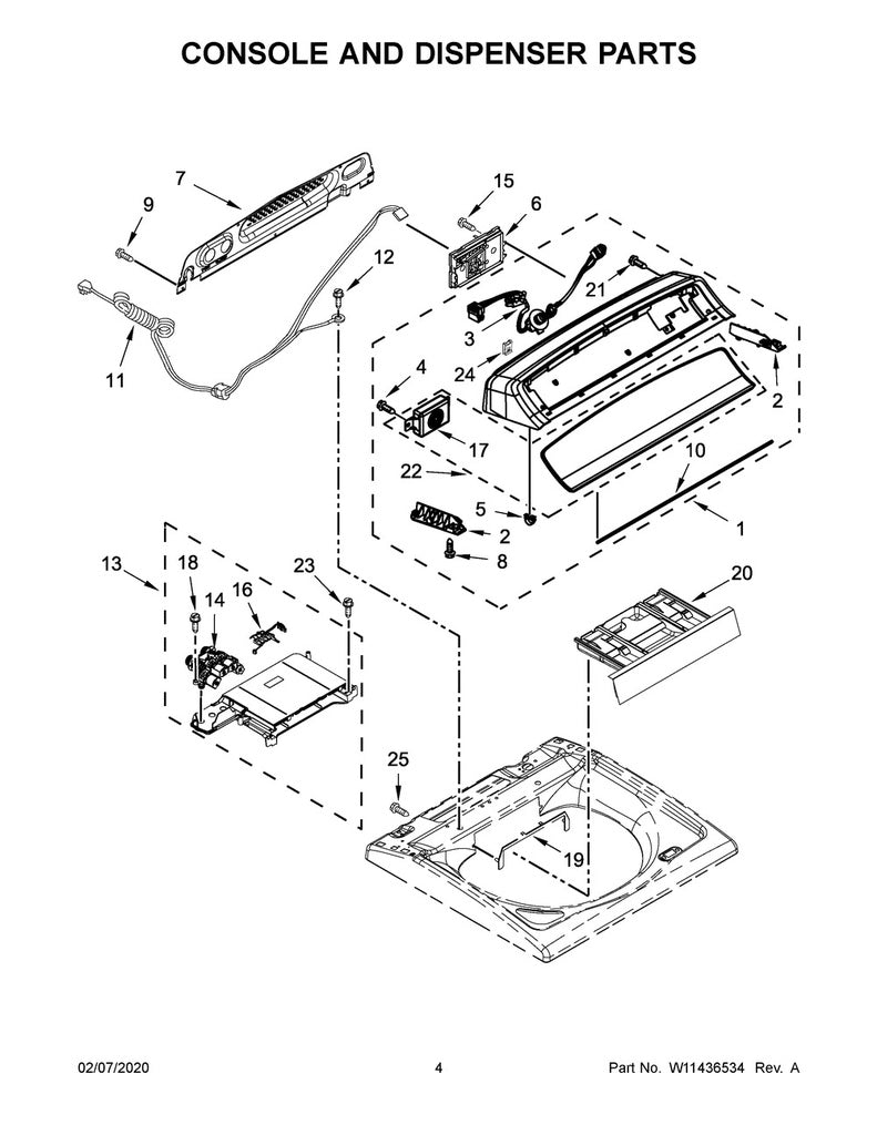 Whirlpool Washer Console - W11130341, Replaces: W11043822
