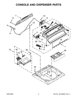 Whirlpool Washer Console - W11130341, Replaces: W11043822
