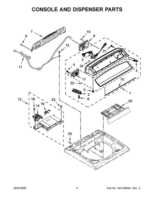 Whirlpool Washer Console - W11130341, Replaces: W11043822