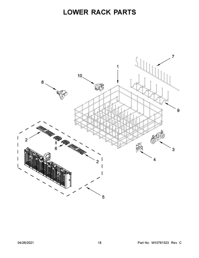 Whirlpool Dishwasher Silverware Basket - W11158804, Replaces: 8562061