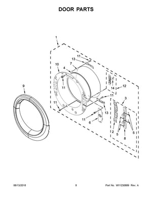 Vitre de porte de sèche-linge Whirlpool - W11168739