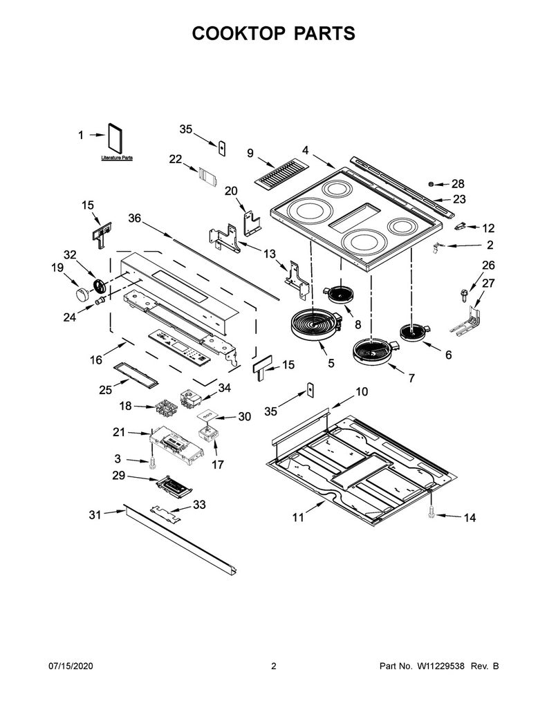 Whirlpool Range, Oven & Cooktop Top Vent Trim - W11170796, Replaces: W10636529