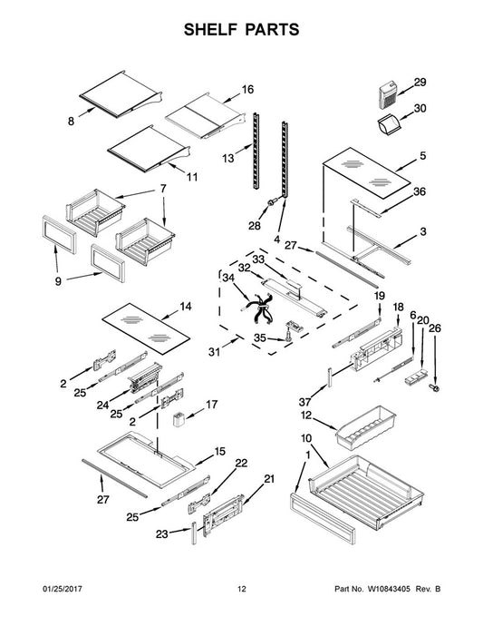 Whirlpool Refrigerator & Freezer Drawer Front - W11176882, Replaces: W10755922