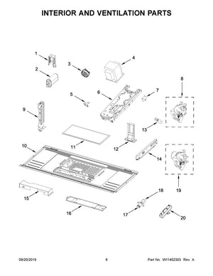 Ensemble de verrouillage inférieur pour micro-ondes Whirlpool - W11182141, remplace : W11169312