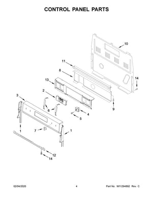 Whirlpool Range /Oven Control Panel (Black Stainless) - W11184721, Replaces: W11089994
