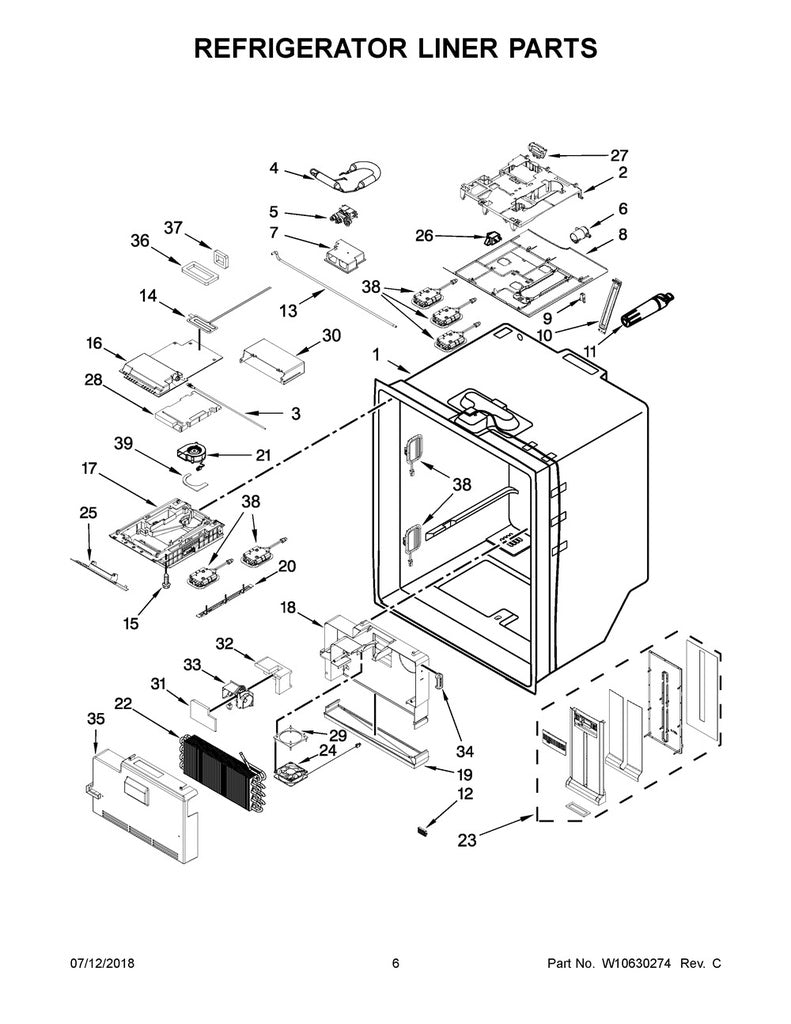 Whirlpool Refrigerator & Freezer Cover - W11211387, Replaces: W10564044