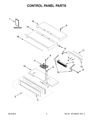 Whirlpool Range /Oven Control Panel Assembly (Stainless) - W11236888, Replaces: W10713606