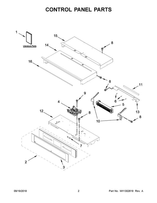 Whirlpool Range, Oven & Cooktop Control Panel Assembly (Stainless) - W11236888, Replaces: W10713606