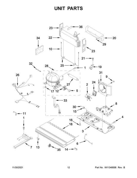 Whirlpool Refrigerator & Freezer Evaporator - W11256565, Replaces: W10317014
