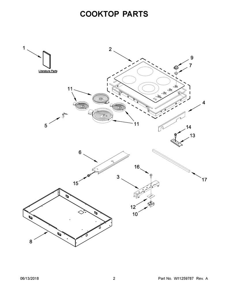 Whirlpool Range, Oven & Cooktop Range Main Cooktop, 4 Burner - W11260701