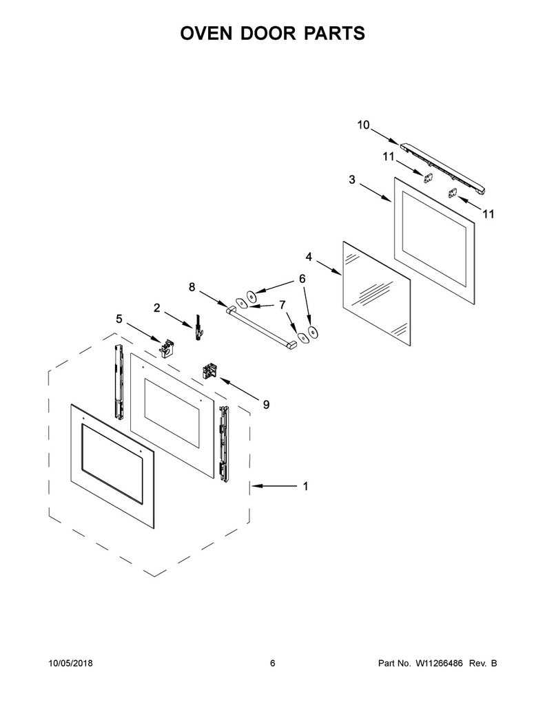 Whirlpool Range, Oven & Cooktop Range Oven Glass Door Assembly - W11267734