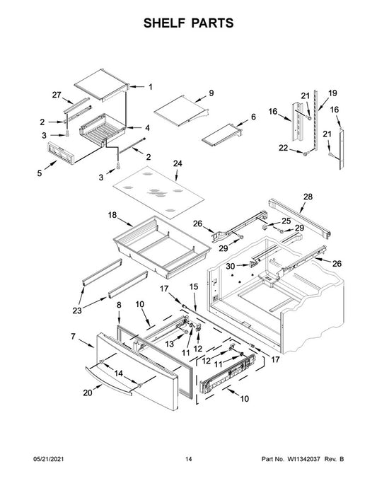 Whirlpool Refrigerator & Freezer Rocker Switch (2 pin) - W11291138, Replaces: 12466104