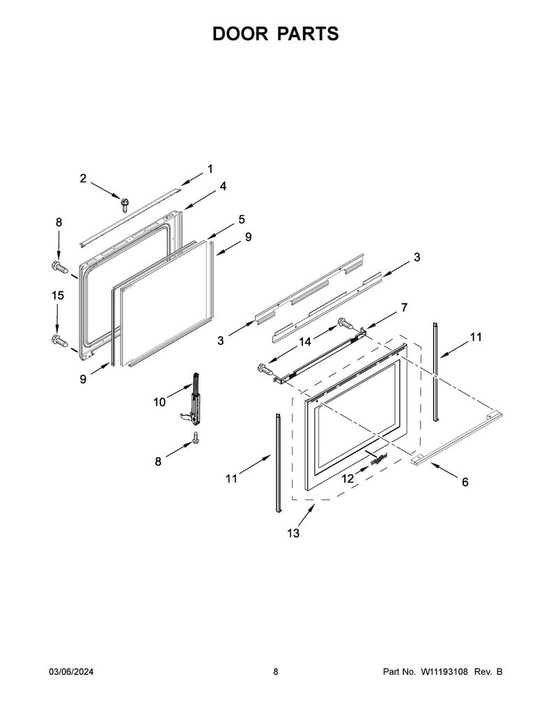 Whirlpool Range, Oven & Cooktop Inner Door Glass - W11339500, Replaces: W10813616