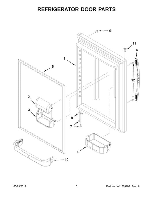 Whirlpool Refrigerator & Freezer Handle - W11351147, Replaces: W10157430