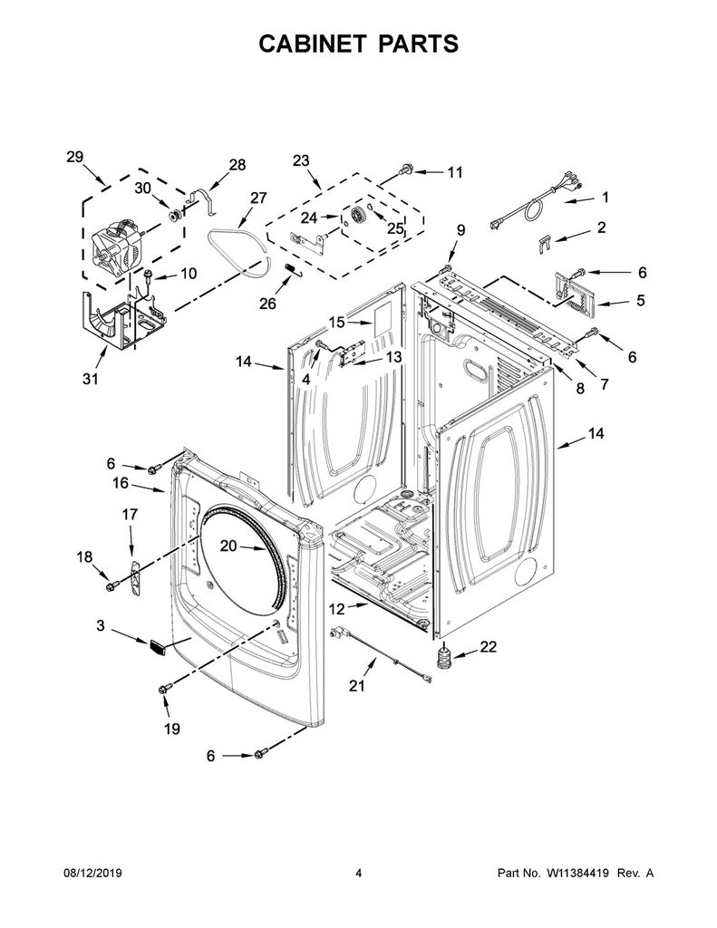 Whirlpool Dryer Main Control Board - W11388032, Replaces: W11314906