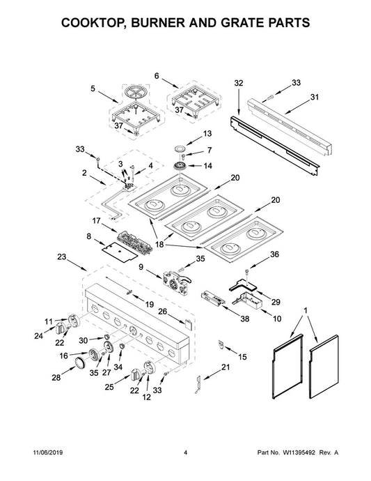 Whirlpool Range, Oven & Cooktop Control Board - W11394663, Replaces: W11100284