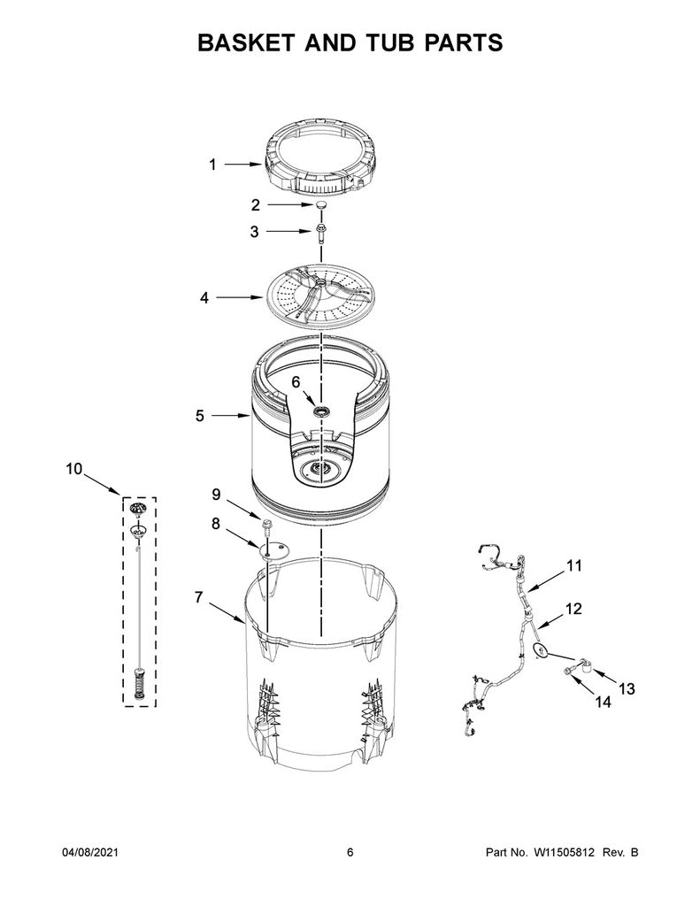 Whirlpool Washer Suspension Rod Kit (Set of 4) - W11396716, Replaces: W11171694