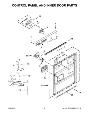 Whirlpool Dishwasher Console Assembly (Black, No Electronics) - W11413963, Replaces: W11109120