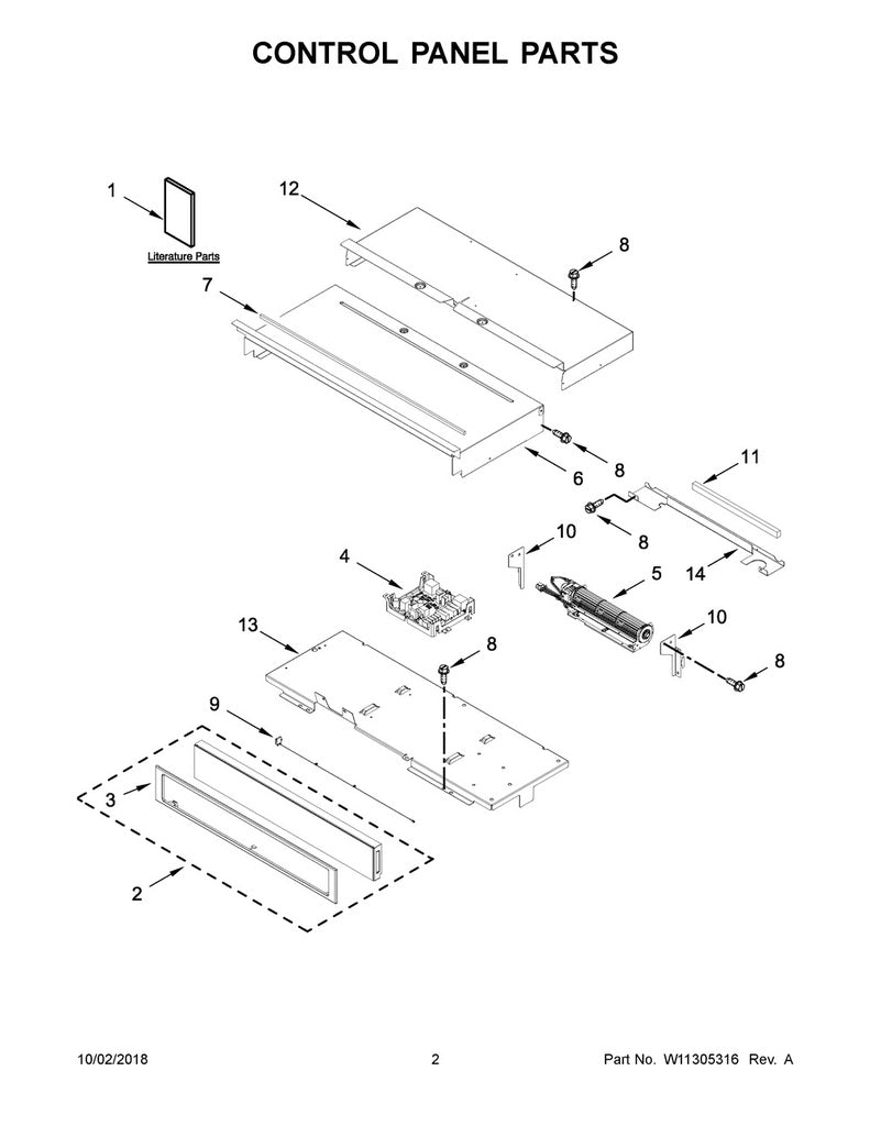 Whirlpool Range, Oven & Cooktop Range Control Panel Assembly - W11428585