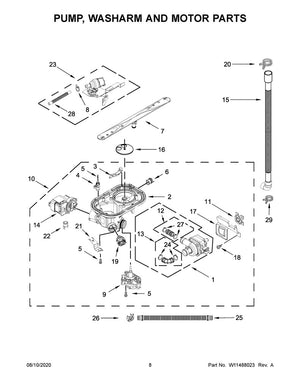 Pompe de circulation pour lave-vaisselle Whirlpool - W11462455, remplace : W11048807