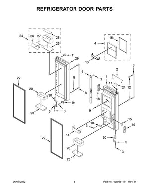 Whirlpool Refrigerator French Door Handle (Stainless) - W11483532, Replaces: W10704121