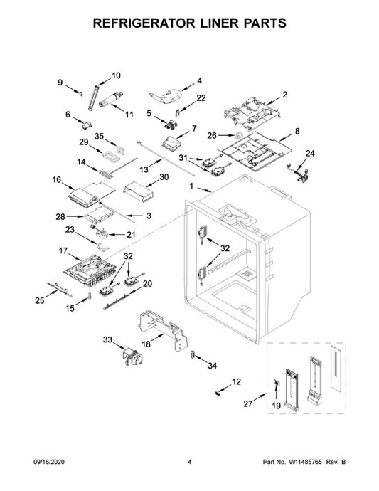 Whirlpool Refrigerator & Freezer LED Module - W11484836, Replaces: W11229041