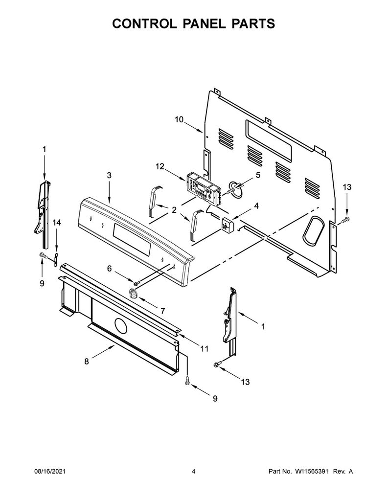 Whirlpool Range, Oven & Cooktop Control Board - W11536797, Replaces: W10908165